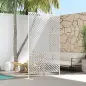 Separador de Ambientes Exterior con 3 Piezas Patrón de Triángulo Invertido con Marco de Acero 122x45x198 cm Blanco