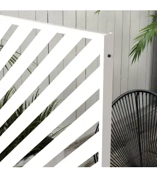 Separador de Ambientes Exterior con 3 Piezas Patrón de Triángulo Invertido con Marco de Acero 122x45x198 cm Blanco