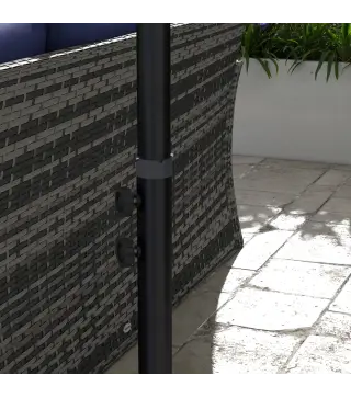 Sombrilla Excéntrica para Jardín Grande Apertura con Manivela Poste de Metal y Base Cruzada 294x193x250 cm Beige