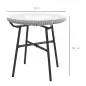 Mesa Auxiliar de Ratán Sintético Redonda para Exteriores con Encimera de Vidrio Templado Ø50x50 cm Gris