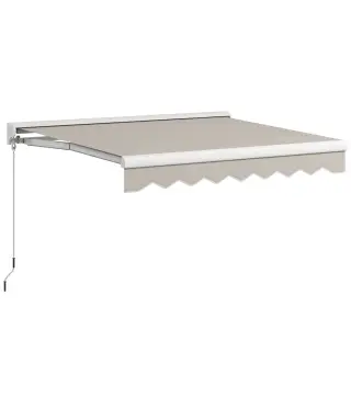 Toldo Retráctil Eléctrico Manual 250x200 cm Toldo Portátil con Mando a Distancia Manivela Manual Marco de Aluminio Crema