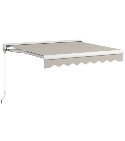 Toldo Retráctil Eléctrico Manual 250x200 cm Toldo Portátil con Mando a Distancia Manivela Manual Marco de Aluminio Crema