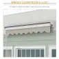 Toldo Retráctil Eléctrico Manual 250x200 cm Toldo Portátil con Mando a Distancia Manivela Manual Marco de Aluminio Crema
