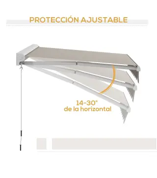 Toldo Retráctil Eléctrico Manual 250x200 cm Toldo Portátil con Mando a Distancia Manivela Manual Marco de Aluminio Crema