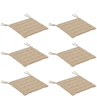 Juego de 6 Cojines para Sillas de Comedor 40x40 cm 6 Piezas Cojines para Sillas de Jardín Acolchados con Cintas Caqui