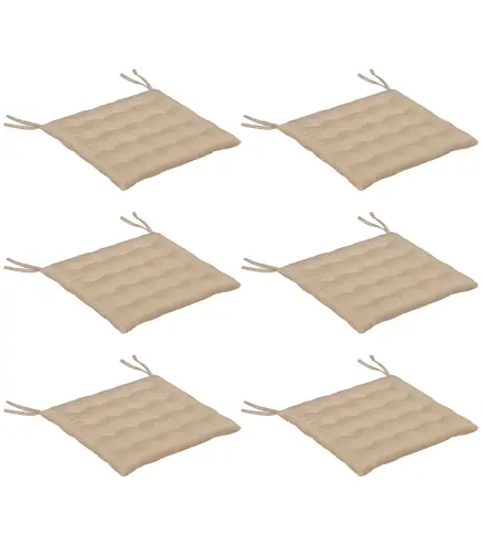 Juego de 6 Cojines para Sillas de Comedor 40x40 cm 6 Piezas Cojines para Sillas de Jardín Acolchados con Cintas Caqui