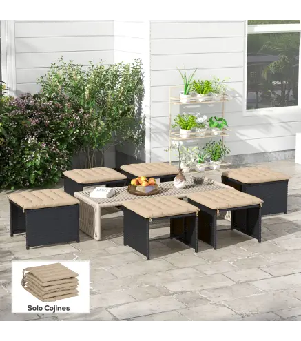 Juego de 6 Cojines para Sillas de Comedor 40x40 cm 6 Piezas Cojines para Sillas de Jardín Acolchados con Cintas Caqui