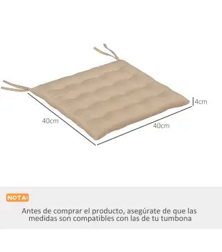 Juego de 6 Cojines para Sillas de Comedor 40x40 cm 6 Piezas Cojines para Sillas de Jardín Acolchados con Cintas Caqui