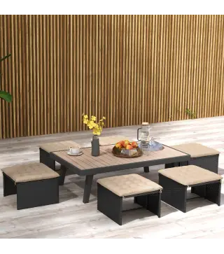 Juego de 6 Cojines para Sillas de Comedor 40x40 cm 6 Piezas Cojines para Sillas de Jardín Acolchados con Cintas Caqui