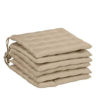 Juego de 6 Cojines para Sillas de Comedor 40x40 cm 6 Piezas Cojines para Sillas de Jardín Acolchados con Cintas Caqui