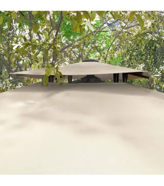 Sombrilla de Jardín 300x300 cm Parasol de Aluminio con Manivela Poste Giratorio 360° Doble Techo Inclinable Caqui