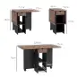 Mesa de Cocina Plegable con Ruedas Alas Abatibles Cajón y Estantes para 2-4 Personas 120x72x75 cm Marrón Rústico y Negro