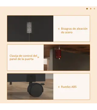 Mesa de Cocina Plegable con Ruedas Alas Abatibles Cajón y Estantes para 2-4 Personas 120x72x75 cm Marrón Rústico y Negro