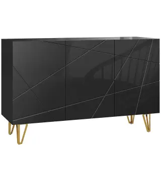 Aparador de Entrada con 3 Puertas y Estantes Ajustables para Cocina Sala 120x40x75 cm Negro