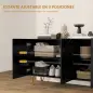 Aparador de Entrada con 3 Puertas y Estantes Ajustables para Cocina Sala 120x40x75 cm Negro