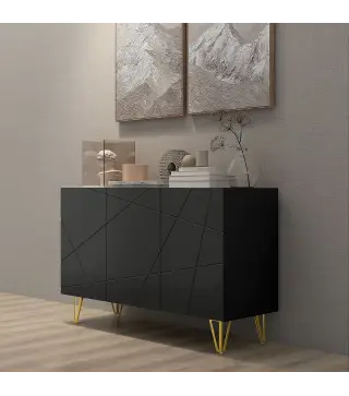 Aparador de Entrada con 3 Puertas y Estantes Ajustables para Cocina Sala 120x40x75 cm Negro