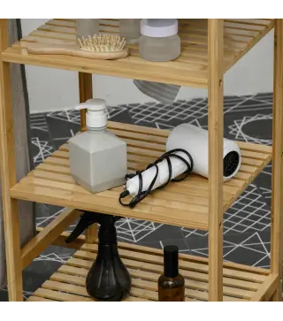 Cesto de Ropa Sucia 57,4L con Tabla de Planchar Soporte para Plancha 3 Estantes y Bolsa Extraíble 113x34x82 cm Natural