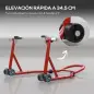 Caballete Moto Soporte Delantero Universal de Acero con Horquillas en U y L para Rueda 10" 17" 18" Carga 200 kg Rojo