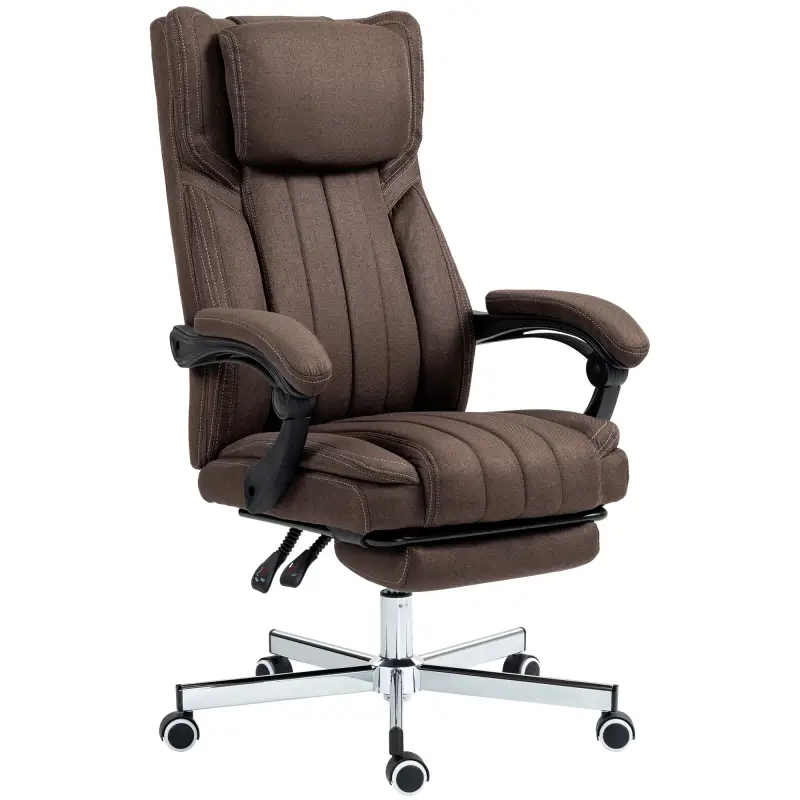 Silla de Masaje con 6 Puntos de Masaje con Altura Ajustable Control Remoto Reposapiés y Reposacabezas Marrón Oscuro