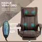 Silla de Masaje con 6 Puntos de Masaje con Altura Ajustable Control Remoto Reposapiés y Reposacabezas Marrón Oscuro