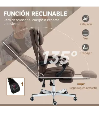 Silla de Masaje con 6 Puntos de Masaje con Altura Ajustable Control Remoto Reposapiés y Reposacabezas Marrón Oscuro