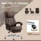 Silla de Masaje con 6 Puntos de Masaje con Altura Ajustable Control Remoto Reposapiés y Reposacabezas Marrón Oscuro