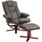 Sillón Reclinable con Reposapiés Tapizado en PU y Estructura de Madera Carga 150 kg Butaca para Dormitorio Marrón