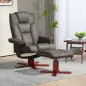 Sillón Reclinable con Reposapiés Tapizado en PU y Estructura de Madera Carga 150 kg Butaca para Dormitorio Marrón