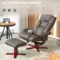 Sillón Reclinable con Reposapiés Tapizado en PU y Estructura de Madera Carga 150 kg Butaca para Dormitorio Marrón