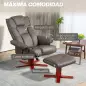 Sillón Reclinable con Reposapiés Tapizado en PU y Estructura de Madera Carga 150 kg Butaca para Dormitorio Marrón