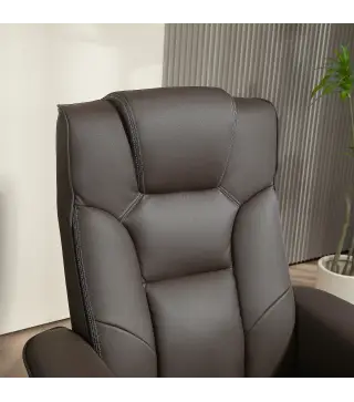 Sillón Reclinable con Reposapiés Tapizado en PU y Estructura de Madera Carga 150 kg Butaca para Dormitorio Marrón