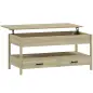 Mesa de Centro Elevable con Almacenamiento Compartimento Oculto Cajones y Estante Abierto 100x50x48-62 cm Roble