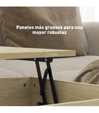 Mesa de Centro Elevable con Almacenamiento Compartimento Oculto Cajones y Estante Abierto 100x50x48-62 cm Roble