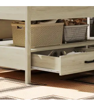 Mesa de Centro Elevable con Almacenamiento Compartimento Oculto Cajones y Estante Abierto 100x50x48-62 cm Roble