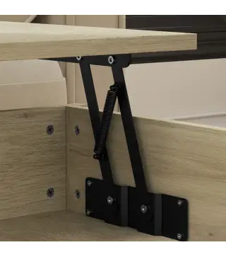 Mesa de Centro Elevable con Almacenamiento Compartimento Oculto Cajones y Estante Abierto 100x50x48-62 cm Roble