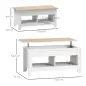 Mesa de Centro Elevable con Encimera Elevable y Espacio Oculto de Almacenaje 105x50x49 cm Blanco y Natural