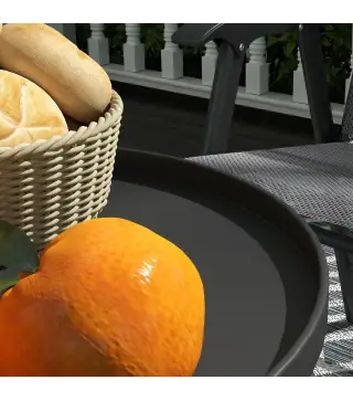 Mesa de Jardín Redonda de 2 Niveles con Bordes Elevados Bandeja Inferior para Exterior e Interior Ø32x51 cm Negro