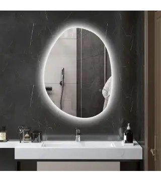 Espejo de Baño con Luz LED 80x60 cm 3 Colores de Luz Brillo Regulable Función Antivaho Función de Memoria IP44