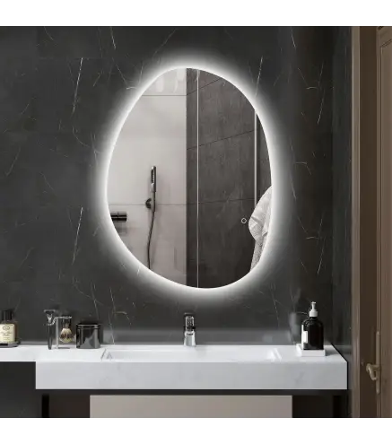 Espejo de Baño con Luz LED 80x60 cm 3 Colores de Luz Brillo Regulable Función Antivaho Función de Memoria IP44