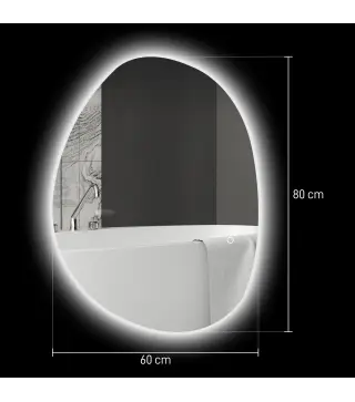 Espejo de Baño con Luz LED 80x60 cm 3 Colores de Luz Brillo Regulable Función Antivaho Función de Memoria IP44