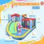 Castillo Hinchable 5 en 1 con Tobogán Piscinas y Canasta Incluye Inflador y Bolsa de Transporte 385x290x180cm Multicolor