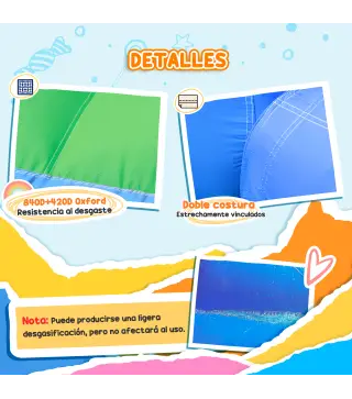 Castillo Hinchable 5 en 1 con Tobogán Piscinas y Canasta Incluye Inflador y Bolsa de Transporte 385x290x180cm Multicolor