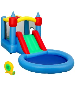 Castillo Hinchable 415x205x190 cm con Tobogán Foso de Bolas Canasta Inflador y Bolsa para Interior y Exterior