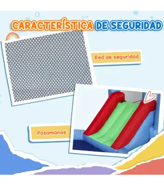 Castillo Hinchable 415x205x190 cm con Tobogán Foso de Bolas Canasta Inflador y Bolsa para Interior y Exterior