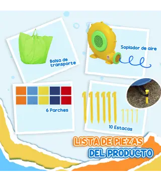 Castillo Hinchable 415x205x190 cm con Tobogán Foso de Bolas Canasta Inflador y Bolsa para Interior y Exterior