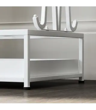 Paragüero Moderno de Acero con 21 Espacios y 24 Ganchos Bandeja Recogegotas Extraíble para Entrada 50x24x68 cm Blanco