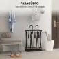 Paragüero Moderno de Acero con 21 Espacios y 24 Ganchos Bandeja Recogegotas Extraíble para Entrada 50x24x68 cm Negro