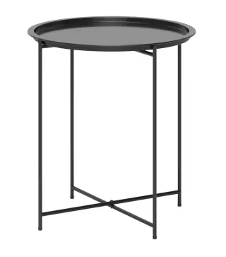 Mesa de Jardín Redonda con Bandeja Extraíble Patas Ajustables y Acabado en Acero para Exterior Ø46x50 cm Negro