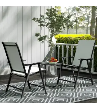 Mesa de Jardín Redonda con Bandeja Extraíble Patas Ajustables y Acabado en Acero para Exterior Ø46x50 cm Negro