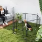Parque para Perros de 6 Paneles de 80 cm de Altura con Puerta para Interior y Exterior Negro